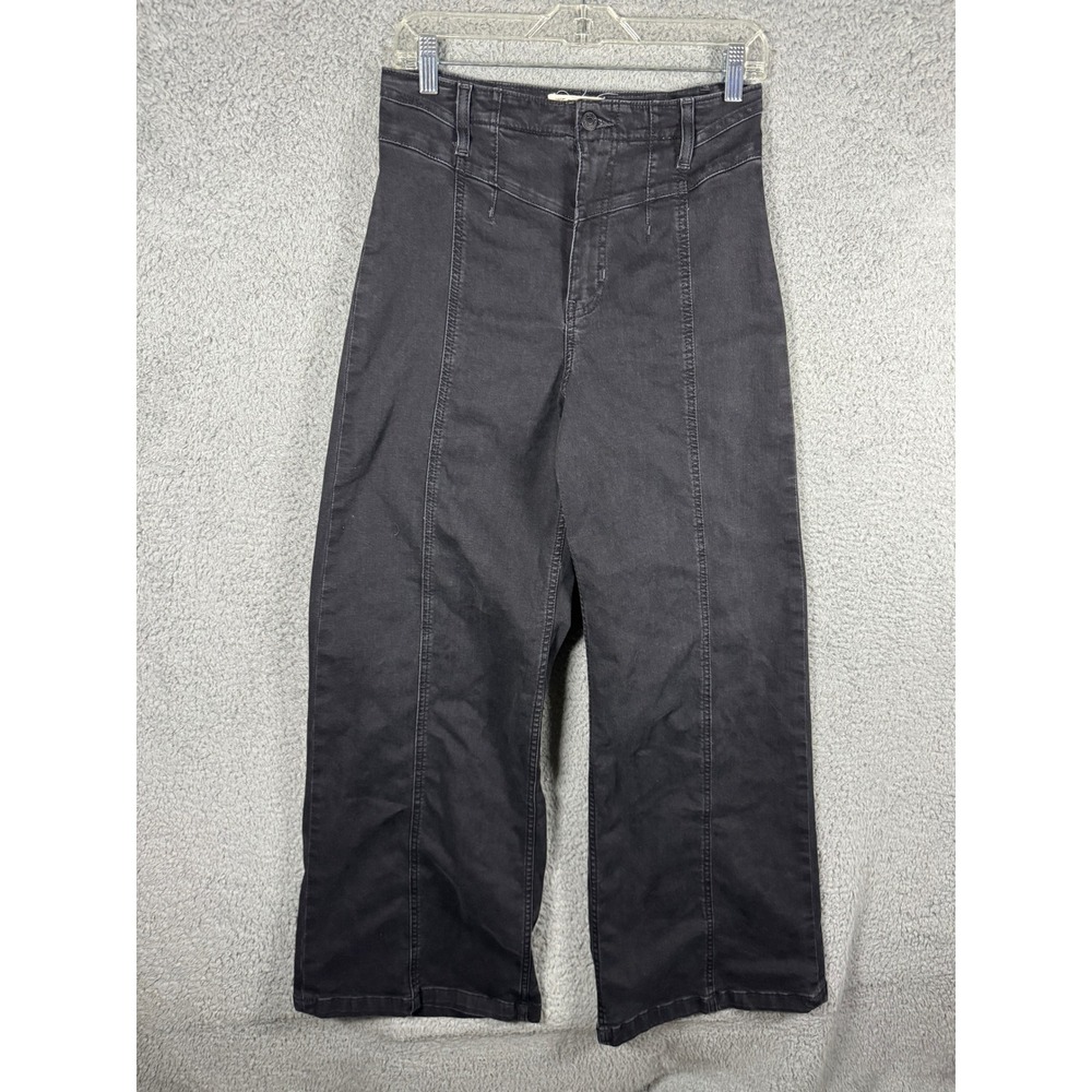 We The Free Women Washed Black High Rise Wide Leg Front Seam Jeans Size 29